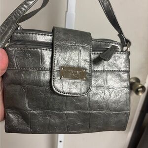 Silver Crocodile Embossed Nine West crossbody